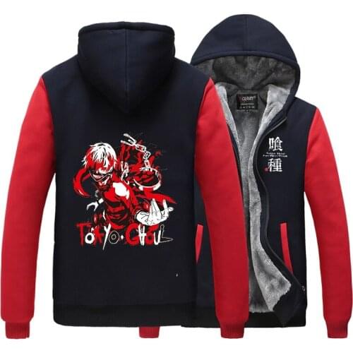 High-Q Unisex Anime Tokyo Ghoul kaneki ken hoodie Touka Kirishima Thick Cardigan Tokyo Ghouls sleeves Hooded Hoodie Jacket Coat