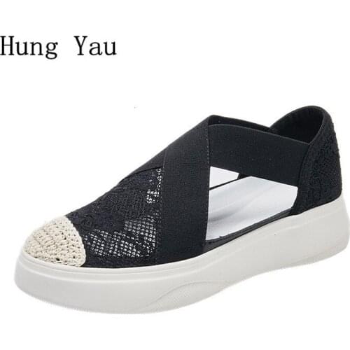 Women Flats Loafers Casual Shoes Summer Fashion Shallow Breathable Shoes Woman Slip On Round Toe Platform Hollow Comfortable