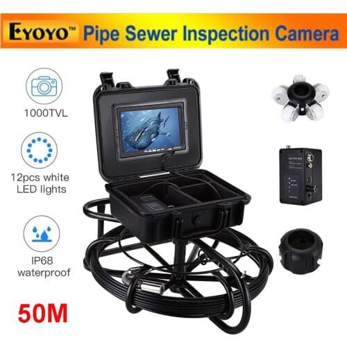 Eyoyo 7 inch LCD 50M Cable 23mm lens Pipe Inspection Video Camera,Drain Sewer Pipeline Industrial Endoscope Inspector Camera