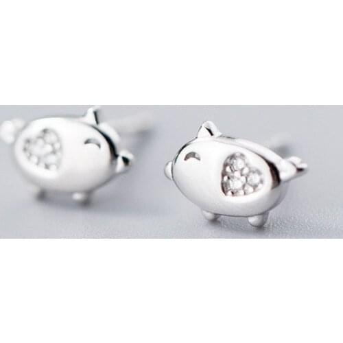 MloveAcc 925 Sterling Silver Cute Lucky Pig Stud Earrings for Women & Girls Sterling-Silver-Jewelry