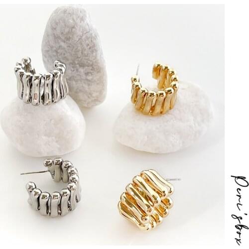 PerisBox Chunky Gold Color Thick Hoop Earring For Women Statement Wide Earrings Cool Girl Jewelry