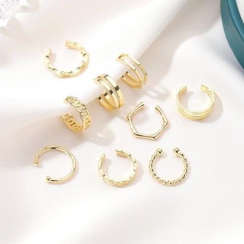 ZYZQ 1PC Elegant Gold Color Women Ear Clips Punk C-Shape Cross Clip On Earrings Circle Ear Cuff Not Pierced Ear Wrap Earcuff
