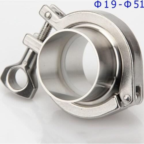 1 PCS Tri Clamp x 19 25 32 38 45 51mm Pipe OD + Silicone Gasket Sanitary Fitting Stainless Steel 304 Pipe clamp set Hygienic Gra