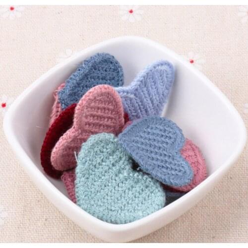 Heart Knitted Lace Applique Trim Embroidered Lace Ribbon For Garment Accessories Decoration Sewing 35x28mm 10pcs