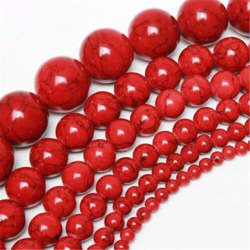 100% Natural Red Turquoise Gemstone Spacer Loose Beads Charms Jewelry 4-14 Mm
