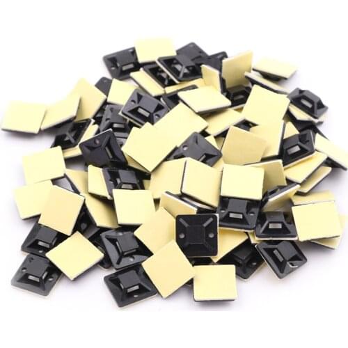 100Pcs/lot Self Adhesive Stick-on Mounts For Cable Ties / Routing Looms Wire & Cable Base Clamps Clip