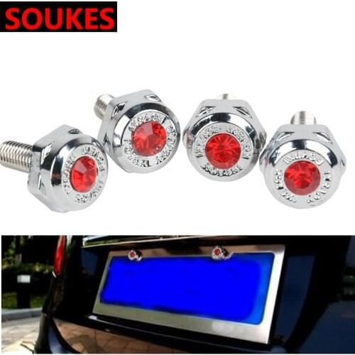 2pcs Car Diamond License Plate Nuts Bolts Screws Cover For Seat Leon Lbiza Skoda Octavia a5 A7 2 Rapid Hyundai Accent Solaris