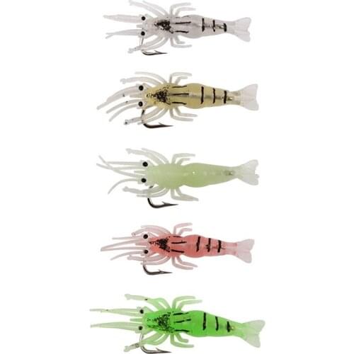 20Pcs / Lot Road Sub Bionic Shrimp Luminous Soft Bait Fake With Fish Hook Small Grass Lure Luer Sea Lake