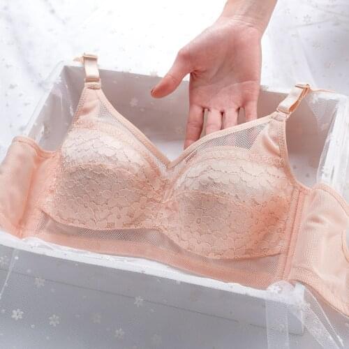 2021 new gathered bra show little lace bra fashion underwear bra without rims gathered bra lace bralette