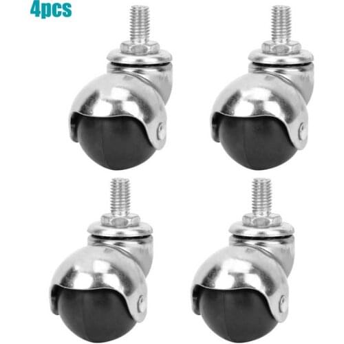 4PCS Universal Ball Swivel Furniture Casters Wheels 1.5 inch M10 Screw Rod Anti-Corrosion Roller Wheel Household Accessories