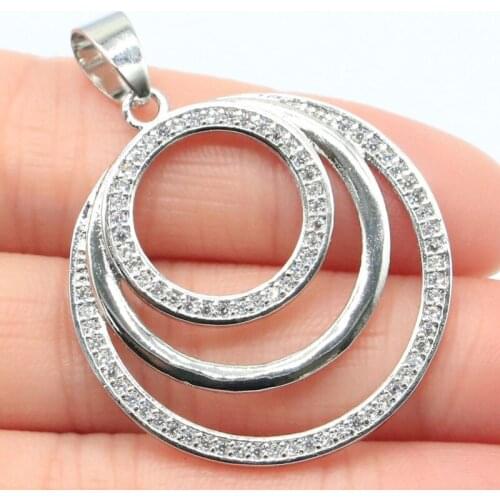 41x31mm Amazing Created White Cubic Zirconia Gift For Ladies Silver Pendant