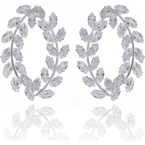 5 Pairs Round Olive Shape Stud Earrings Rhinestone Stud Earrings Fashion Women Jewelry