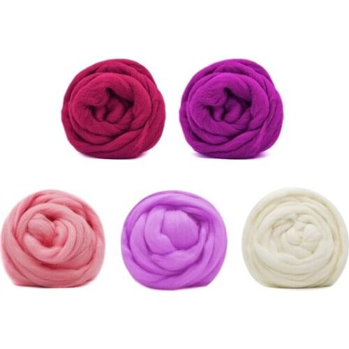 50g (10gx5 Colors) Merino Wool 19 Microns Super Soft Natural Wool Felting Wool for Wool Felting Kit