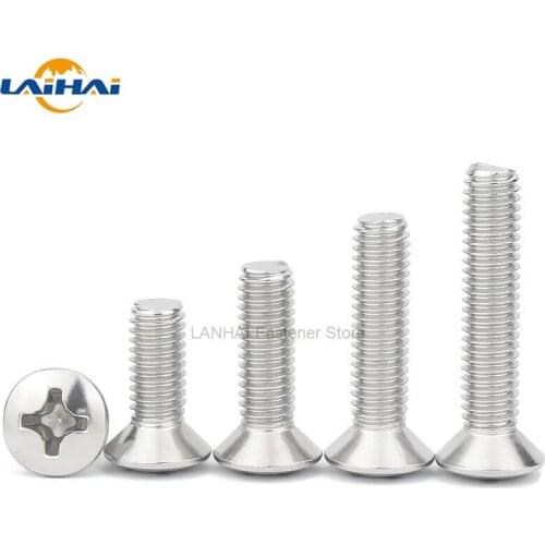 10/50pcs M2 M2.5 M3 M4 M5 M6 GB820 DIN966 A2-70 304 Stainless Steel Cross Phillips Raised Countersunk Head Half Oval Screw Bolt