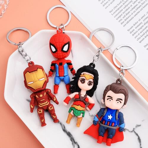 Disney Marvel Avengers Spider-Man Iron Man Captain America Doll Soft Keychain Pendant Bag Car Key Ring Pendant Gifts