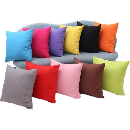 Solid Color Cushion Cover Simple Candy Color Throw Pillow Case For Sofa Solid Home Decorative Pillowcase Car Seat Cushion Cover