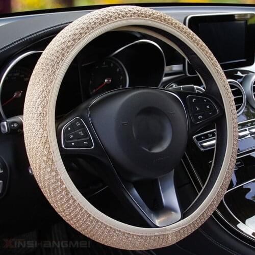 Car Steering Wheel Cover Skidproof Auto Steering- wheel Cover Anti-Slip Universal Embossing Flax Ice silk Car-styling