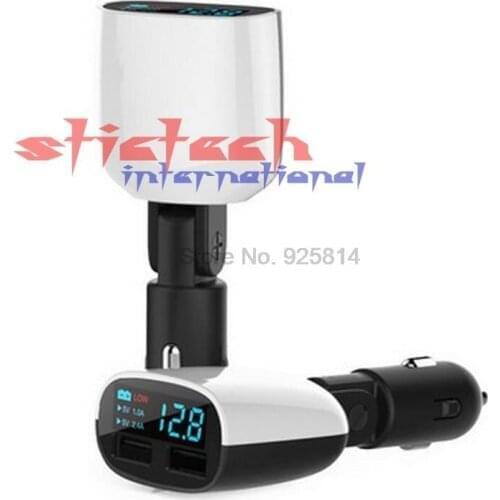 By dhl or ems 100 pcs 2 Ports Dual USB Car Charger Adapter Mini 5V 3.4A Voltage Monitor Car Charger LED screen for iPhone 5 6