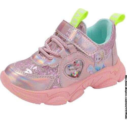 Disney Frozen Kids Sneakers Elsa Anna Princess Casual Shoes Sport Running Leather Shoes Children Shoes For Baby Girls