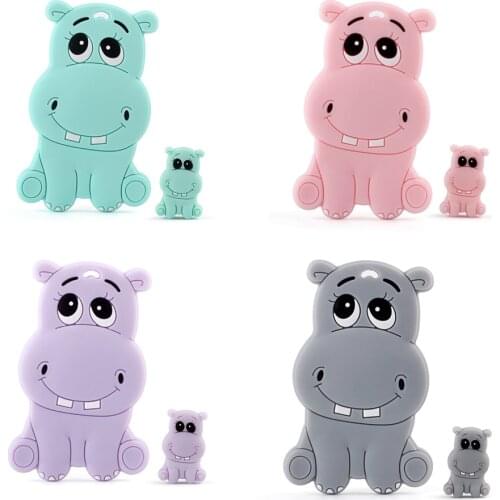 Baby Silicone Teether Hippo Beads Teething Stroller Toys DIY Pacifier Clips Rodent Pendant Bebe Accessorios Food Grade Kids Gift