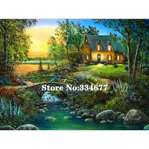 New Country cottage-Counted Cross Stitch Kits Needlework Embroidery Crafts 14ct Unprinted Aida DIY Arts Handmade Home Decor