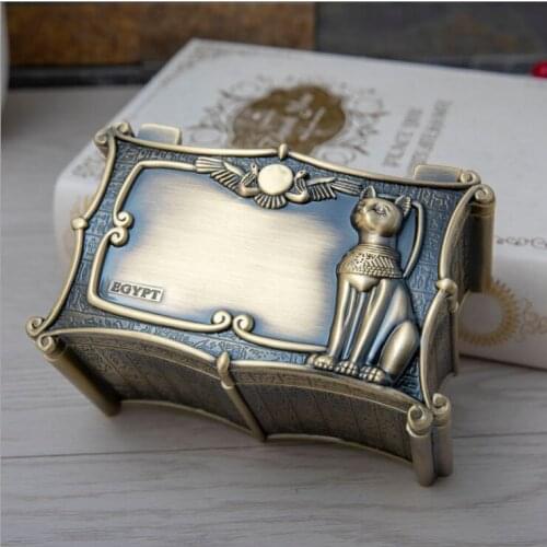 Egyptian style bronze color metal jewelry box cotton swabs box metal storage boxdrawer organizer Z188