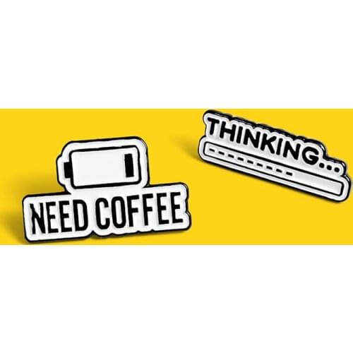 Coffee Mind Enamel Pin Thinking Progress Bar Badge Coffee Life Brooch Custom Lapel Pin Shirt Bag Simple Jewelry Gift for Friend