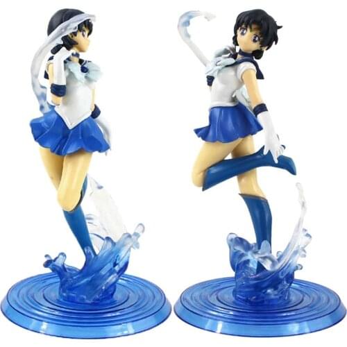 18cm Sailor Moon Figure Mizuno Ami Sailor Mercury PVC Action Figure Collectible Model Toy Gift for Kids