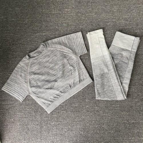 Gym Set Women Yoga Set Push Up Leggings T-Shirt Quick Dry Sports Suit Seamless High Waist Gradient Sports Wear For Women Gym