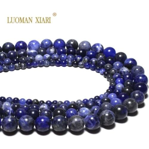 Wholesale 100% Natural Blue Sodalite Round Natural Stone Beads For Jewelry Making DIY Bracelet Necklace 4/6/8/10/12 mm 15
