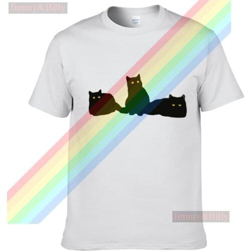 Schrodingers Cat Three Black Cat Men Women Summer 100% Cotton Black Tees Male Newest Top Popular Normal Tee Shirts Unisex