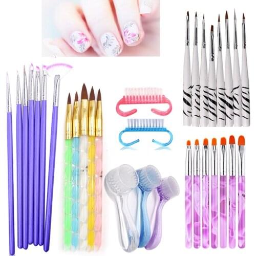 Professional Nail Art Brush Set for Manicure Clean Brushes Acrylic Paint Brushes Kit UV Gel Polish Nails Lining Pen Gradient
