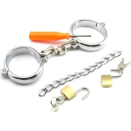 Stainless steel handcuffs sex toys for couples bdsm bondage erotic toys adult games bondage lock Iron chains adult sex toys