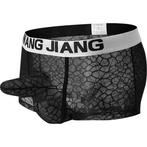 Underwear Men See Through Boxers Penis Sheath Elephant Shorts Trunk Breathable Mesh Underpants Sexy Lingerie Man Erotic Panties