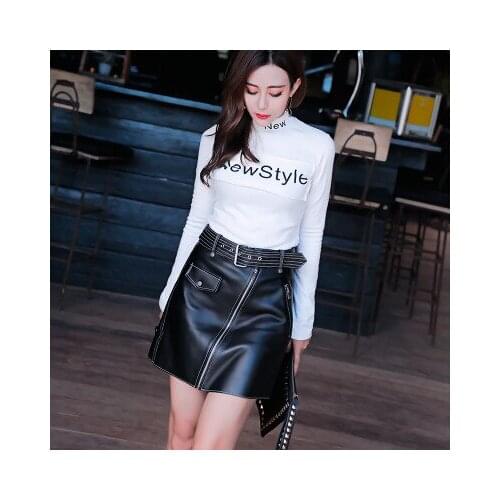 2020 New Fashion Real Genuine Sheep Leather Skirt G11