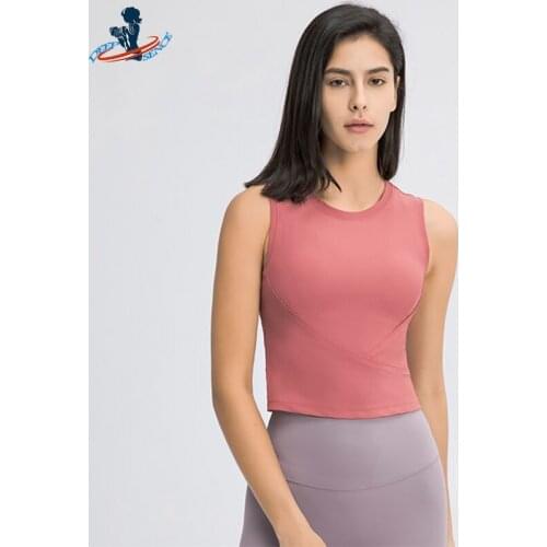 DEEPSENCE 2021 New Women Nylon Soft Sport Fashion Design Vest Gym Fitness Running Clothing Workout Sleeveless Yoga Crop Tops
