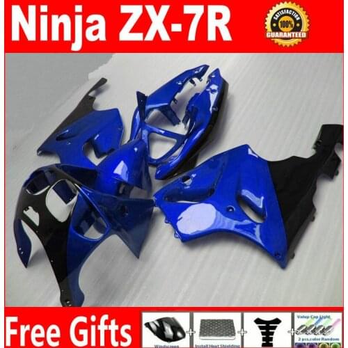 NEW HOT bodywork for Kawasaki 1996-2003 zx7r fairings ninja jewely blue black 96 97 98 99 00 01 02 03 ZX7R fairing set UHJ85