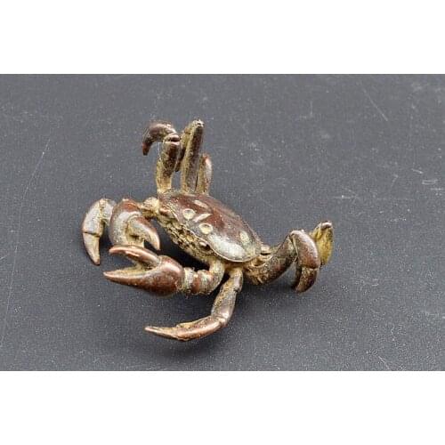 Rare bronze bronze ornaments boutique home decor size crab crab 5.3*4.5*2.5cm