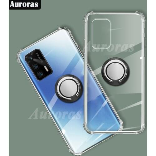 Auroras For Realme GT 5G Case Anti-fall Airbag Clear Case Shockproof With Ring Case For Realme GT Cover