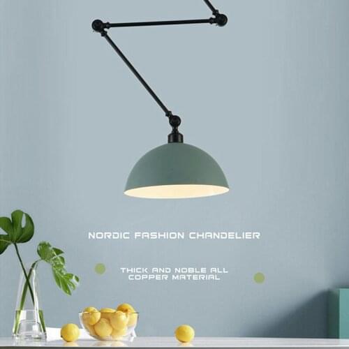 Nordic creative single head wrought iron adjustable chandelier bar living room study coffee shop aluminum lamp