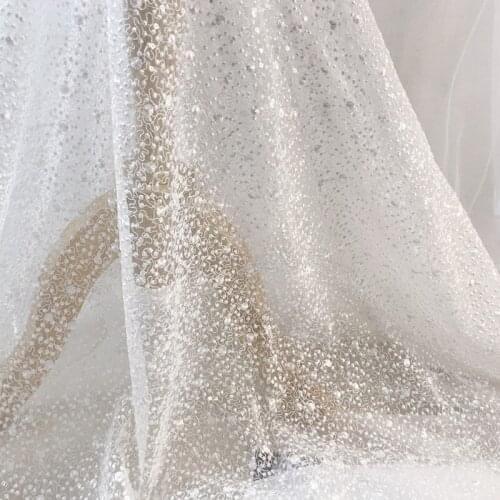 Snowflake Sequine embroidery lace fabric DIY wedding/part dress veil fashion high-grade mesh fabric dress decoration accessories
