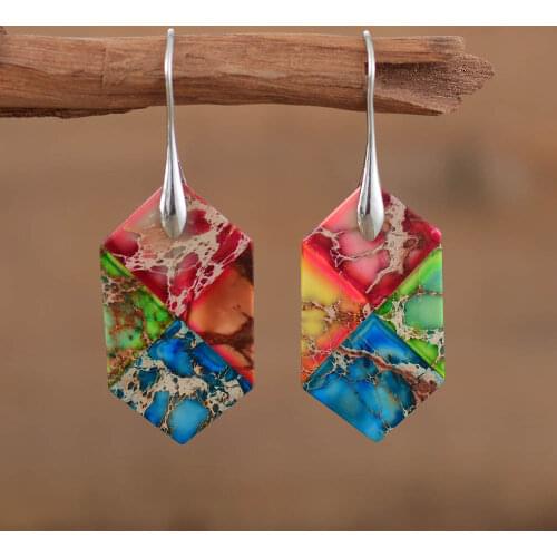 Modern Charming Women Vibrant Earrings Geometric Natural Stones Dangle Earring Bold Fashion Luxury Designer Jewelry Bijoux