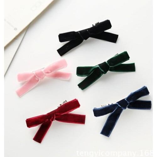 1 PCS 2019 New Arrival Womens Velvet Bow Hairpins Girl' Cute Lovely Hair Clips Hair Korea Hair Accessories for Girls Drop Ship