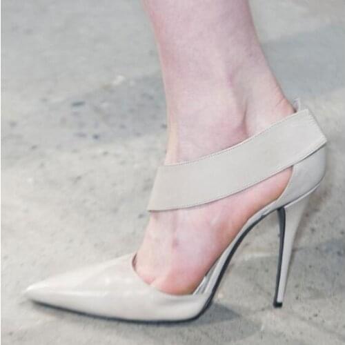 2019 New Summer Sexy Woman Solid Orange/Nude/Black Cuts Out Pointed Toe Hook Loop Party Thin Heels High Heels Pumps Shoes Lady