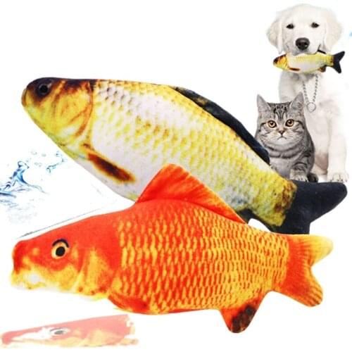 Pet Dog Cat 18CM Carp Chewing Toy, Stuffed Cotton Snack Digital Printing Plush Pillow, Cat Doll Simulation Fish Interactive Toy