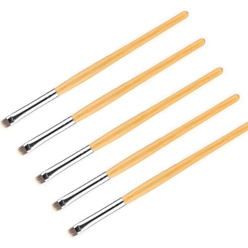 1pcs Golden Eyebrow Makeup Brush Wooden Handle Nylon Hair Eyeshadow Powder Brow Contour Cosmetic Brushes Beauty Make Up Tool