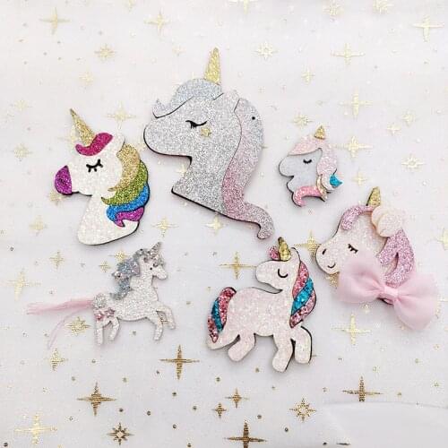 10pcs/lot Glitter christmas unicron Appliques for DIY hair clip Accessories Craft Handmade Decoration