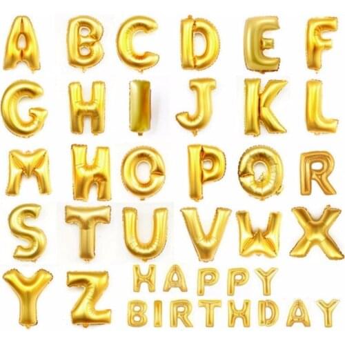 16" Gold Silver Alphabet Helium Aluminum Foil Balloon 26 Letters Wedding Christmas Birthday Party Decoration Supplies