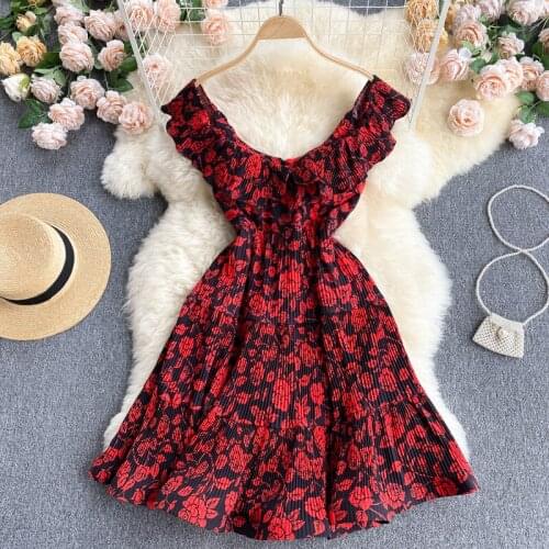 2021 New Dresses for Women Girl Printed Casual Summer Butterfly Sleeve Dresses robe femme Mini A Line Dresses for Beach
