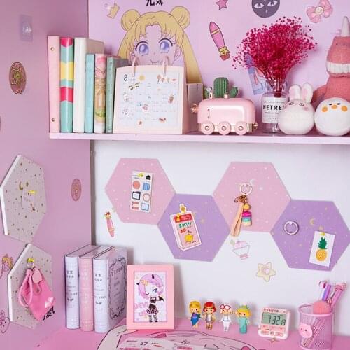 3Pcs Felt Hexagon Moon Star 3D Wall Sticker Letter Message Board Self-adhesive Diy Photo Display Wall Decor Art Home Decor Craft